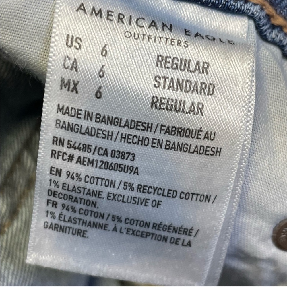 AE American Eagle '90s Straight Stretch Blue Denim Jeans Women Size 6 WORN ONCE - Picture 7 of 9